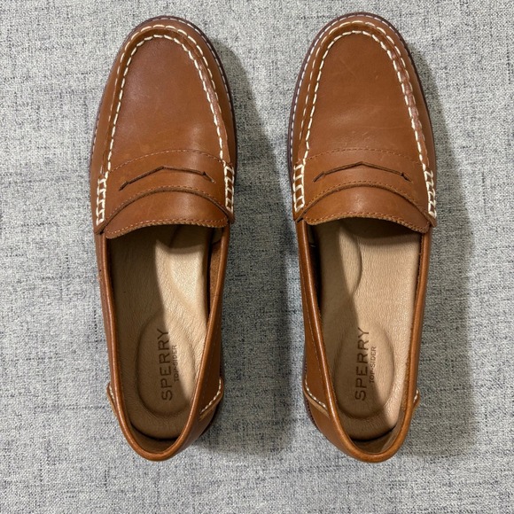 Sperry Top Sider Shoe Women 6.5 Brown Leather Penny Loafer Flats - Picture 3 of 9